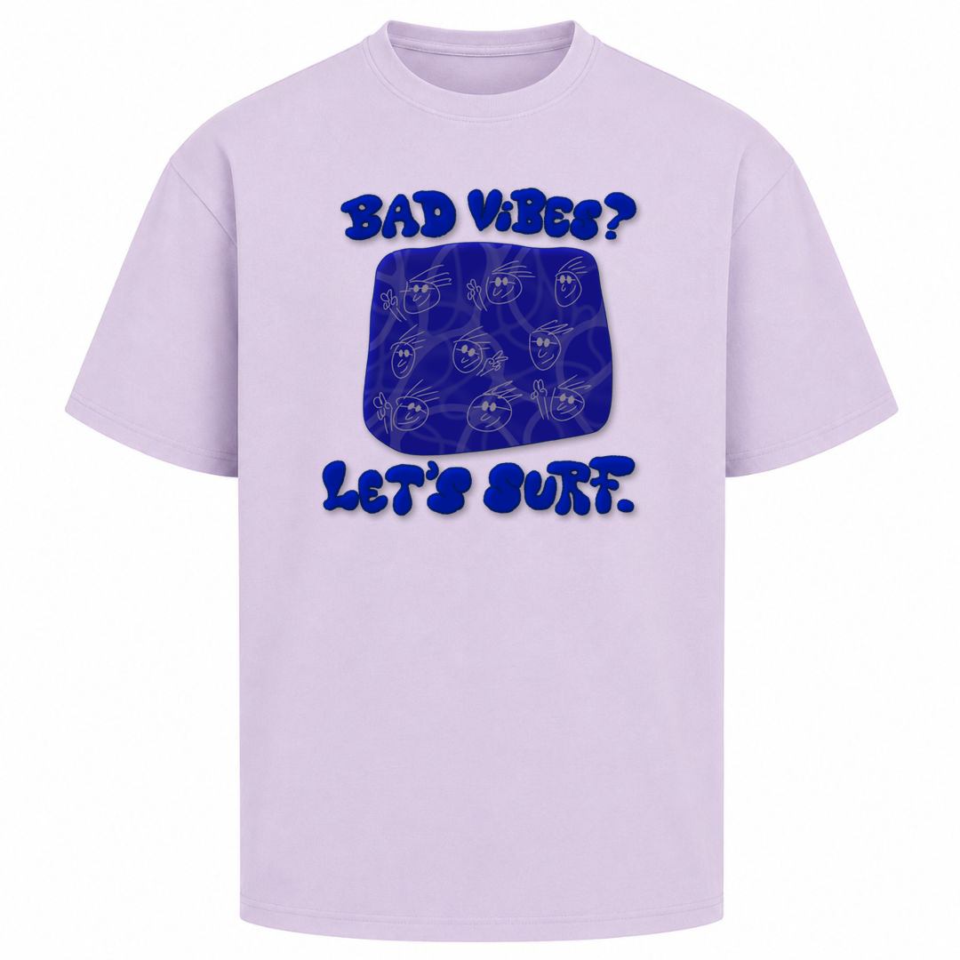 ZWIEBELKOPF | T-Shirt BAD VIBES? LETS SURF! - Frontprint - lilac