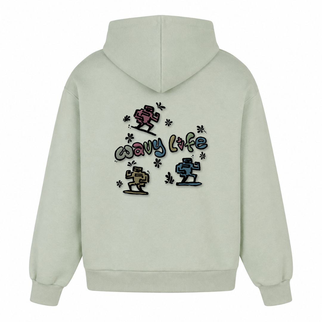 SPIRIT OF THE OCEAN | HOODIE WAVY LIFE - light asphalt - Rueckseite