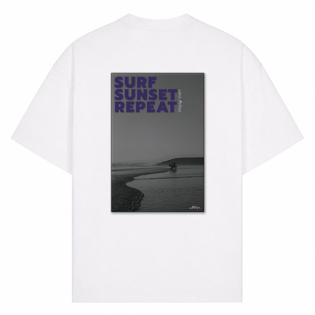 SPIRIT OF THE OCEAN | T-Shirt SURF SUNSET REPEAT - Weiß - Rueckseite