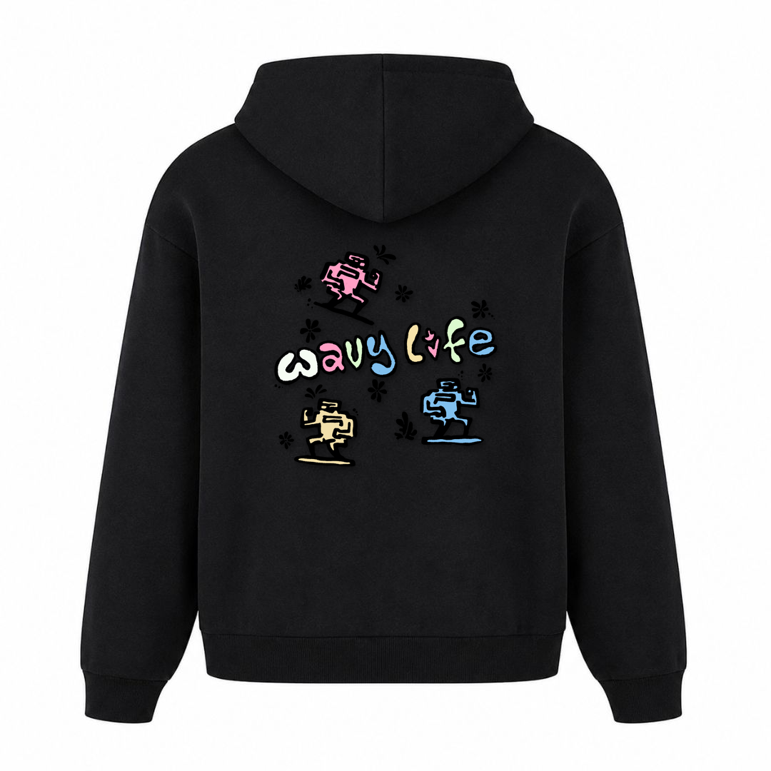 SPIRIT OF THE OCEAN | HOODIE WAVY LIFE - Schwarz - Rueckseite