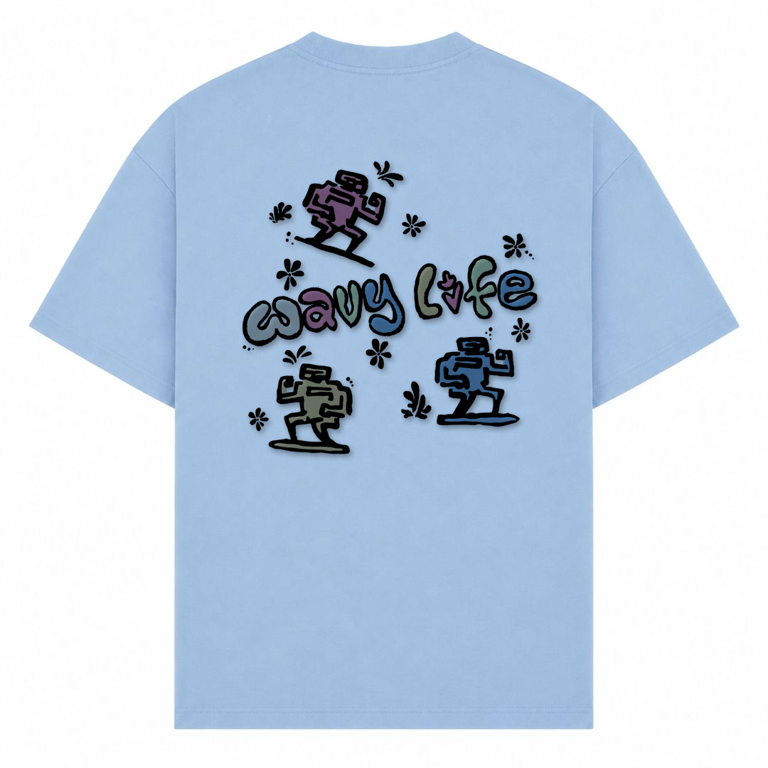 SPIRIT OF THE OCEAN | T-SHIRT WAVY LIFE - powder blue - Rueckseite