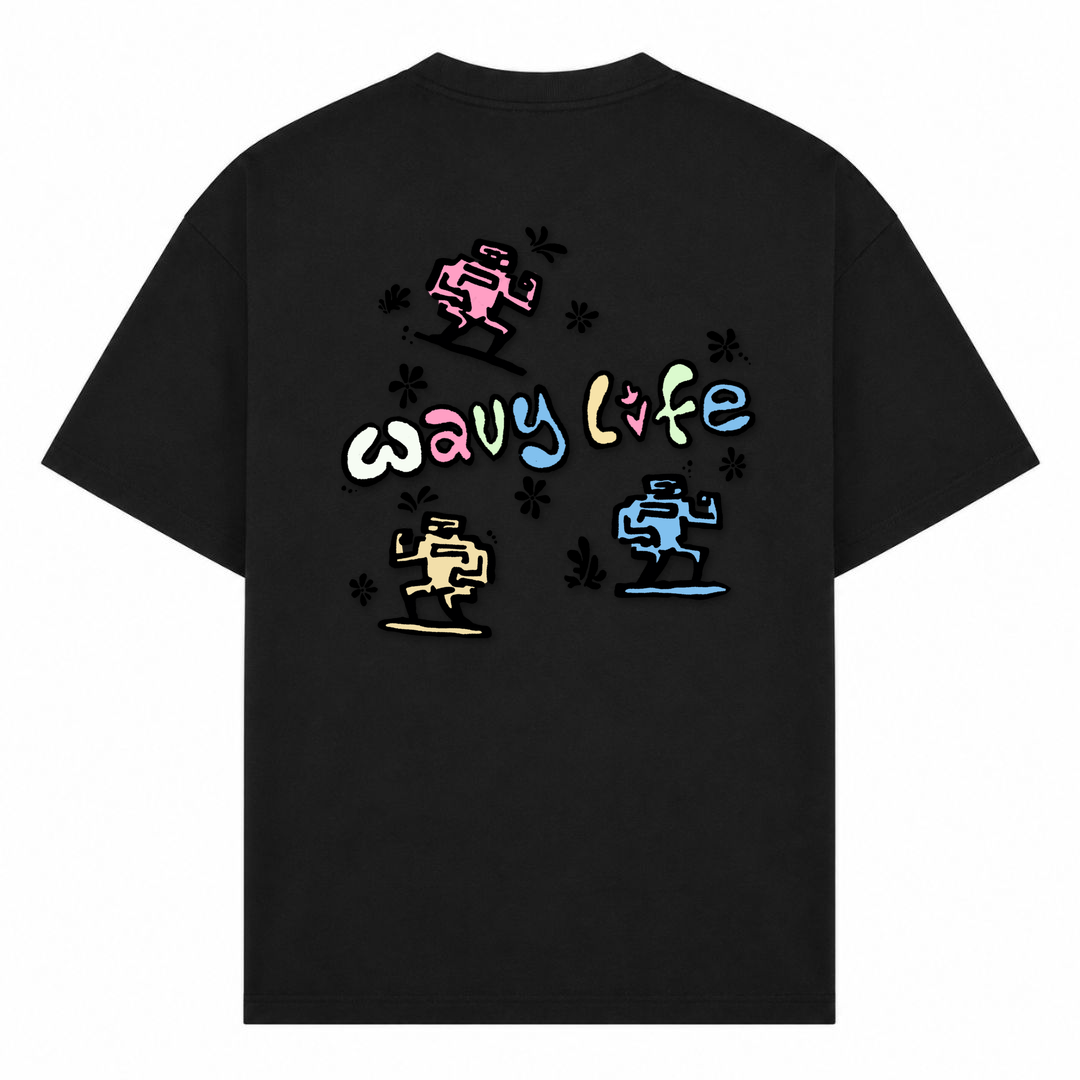 SPIRIT OF THE OCEAN | T-SHIRT WAVY LIFE - Schwarz - Rueckseite
